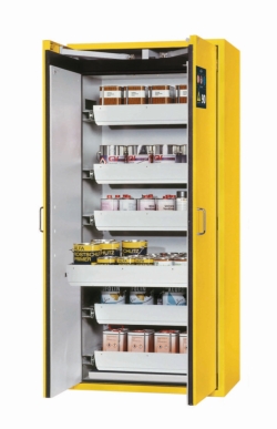 [EN]: Saftey cabinet S-CLASSIC-90 WDAS 896x616x1968mm (WxDxH), RAL1004, 6 drawers, 1 perforated metal plate insert