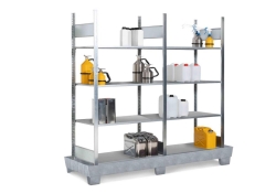 [EN]: Hazardous material rack 8 shelves, sump tray galvanized 2470x816x2100mm