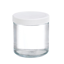 [EN]: WHEATON-Clear Glass 16oz Straight Sided Jar with 89-400 White Polypropylene Poly-Vinyl Lined Screw Cap, pack of 12 (W2169
