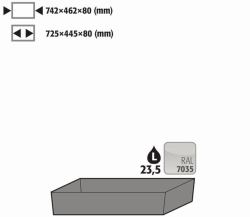 [EN]: Floor collection tray STAWA-R 22L stainless steel, coated, RAL7035 Q90 S90 900mm