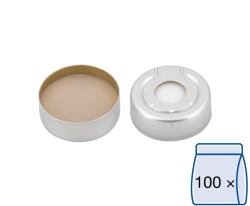 [EN]: Safety Caps N 20, pressure release center hole Silicone white/PTFE beige, aluminium, silver, pack of 100
