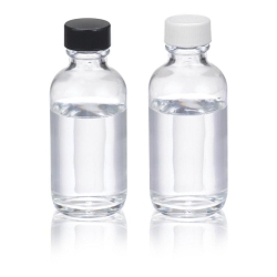 WHEATON boston round bottles 60 ml soda lime glass, clear, with white PP cap pack of 24 (W216807)