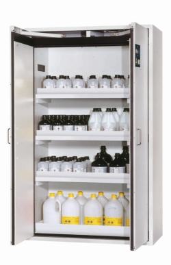 [EN]: Saftey cabinet S-CLASSIC-90 WDAS 1200x615x1968mm (WxDxH), RAL 7035, 3x tray shelves, 1x floor collecting tray