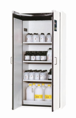 [EN]: Saftey cabinet S-CLASSIC-90 WDAS 896x616x1968mm (WxDxH), RAL9016, 3 shelves, 1 bottom colleting sump,