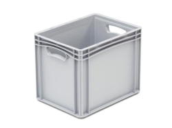 Euro stacking container Basicline PP, closed, 2 pass handles, without Lid, gray, 300x400x320 mm