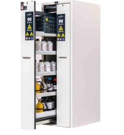 [EN]: Saftey storage cabinet V-CLASSIC-90 2VD.MV 450x863x1966mm (HxWxD), RAL similar 9016/9016, 1x tray shelf with storage box,