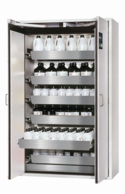 [EN]: Safety cabinet S-CLASSIC-90 WDAS 1196 x 616 x 1968 mm (BxTxH), RAL 7035/7035 6x drawer, 1x bottom collecting sump