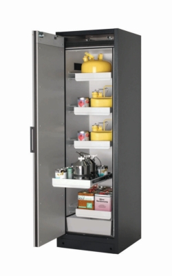 [EN]: Safety cabinet Q-PEGASUS-90 WDAC 599x615x1953 mm (WxDxH), RAL 7016/9010, 4x drawer, 1x drawer (disposal),