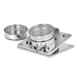 [EN]: draining device for sieves 200 or 300 mm with clamping device at 17-20 degrees inclination design according to drawing A