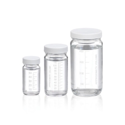 [EN]: ValumetricTM Graduated Bottles, Clear Glass Capacity 2oz With 38-400 White PP Poly-Vinyl Lined Screw Cap, Diameter 42mm x