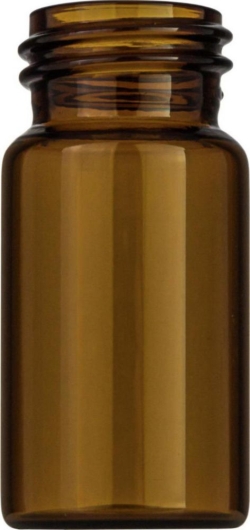 [EN]: Threaded bottles N 24, 20 ml outer diameter: 27.5 mm, outer height: 57 mm, amber, flat bottom, pack of 100