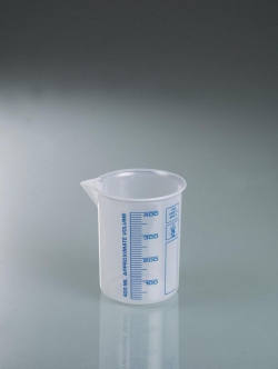 [EN]: Griffin beaker 400 ml, PP blue-embossed graduation, translucent