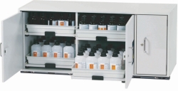 Armario bajo SL con 2 puertas batientes 1400x570x600 mm (ancho x fondo x alto), gris claro, microperla, incl. 4 baldas extraíbl