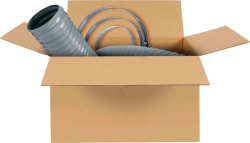 [EN]: Ventilation set, consisting of: 1 pipe fan (as support fan) DN 150, 2 reducers DN 150/125, 7.5 m flexible hose DN 125, 2