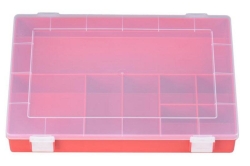 [EN]: Assortment box, PP, red 8 cases, 335x225x55 mm