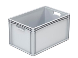 Euro stacking container Basicline PP, closed, 2 pass handles, without Lid, gray, 400x600x320 mm