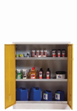 [EN]: Chemical cabinet CF-CLASSIC model Half-height cabinet with hinged doors W x D x H (mm) 1200 x 500 x 1400, RAL 7035/1004