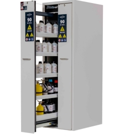 [EN]: Saftey storage cabinet V-CLASSIC-90 2VD.MV 450x863x1966mm (HxWxD), RAL similar 7035/7035, 8x tray shelf, 8x perforated in