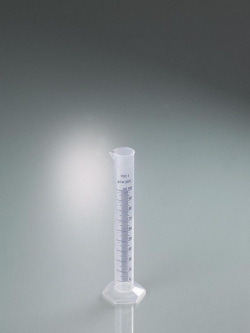 [EN]: Measuring cylinder 100 ml, PP class B, blue scale