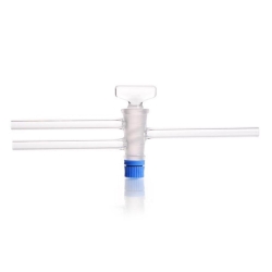 DURAN&reg; Stopcocks, two way, double oblique bore, complete with SBW-key, bore 2,5 mm, NS 14.5/22