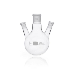 Round-bottom Flask 250 ml Three-neck, Side Necks angled, Center Neck NS 24/29, Side Neck NS 14/23