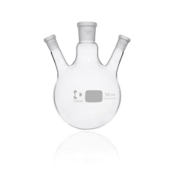 Round-bottom Flask 500 ml Three-neck, Side Necks angled, Center Neck NS 24/29, Side Neck NS 14/23