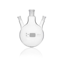 Round-bottom Flask 1000 ml Three-neck, Side Necks angled, Center Neck NS 24/29, Side Neck NS 14/23
