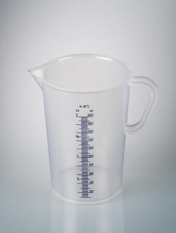 [EN]: Measuring cup 2000 ml, with handle PP, embossed, indestructible, blue scale