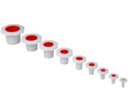 [EN]: PE Plug NS 19/26, 16.4x19 mm hollow with sealing rings and octagonal handle