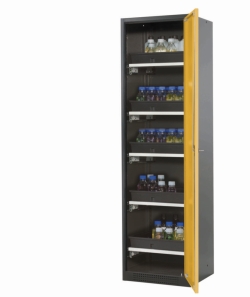 [EN]: Swing door cabinet, CS-Classic 545x520x1950mm (WxDxH),RAL 7016/1004 5 pull-out shelves