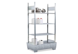 [EN]: Hazardous goods shelving, galvanized with 4 x gratings und drip tray 1236x816x2100