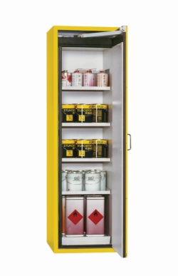 [EN]: Saftey cabinet S-Classic type 90 596x616x1968mm (WxDxH), RAL 1004, 4 shelves, 1 perforated metal plate insert,