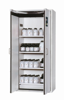 [EN]: Saftey cabinet S-CLASSIC-90 WDAS 896x616x1968mm (WxDxH), RAL7035, 4 shelves, 1 bottom collecting sump