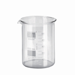 ***after clearance sale no longer available*** Beaker 600ml, low form Boro 3.3, with division and drain