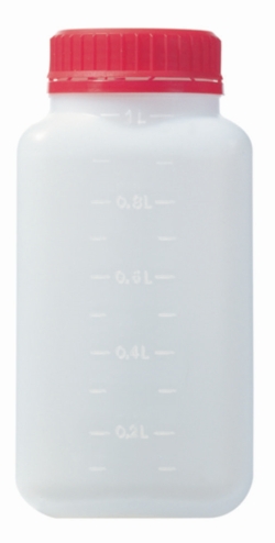 [EN]: Wide mouth bottle, square 250 ml with tamper evident screw cap, HDPE