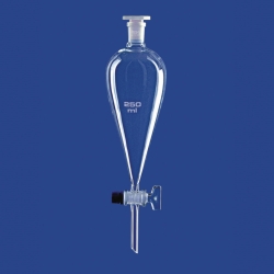 Embudo de decantación según Squibb, con tapón de vidrio, vidrio de borosilicato 3.3