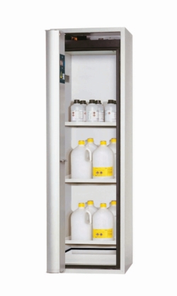 [EN]: Saftey cabinet PHOENIX Typ 90 600 x 615 x 1968 mm (WxDxH), folding door grey RAL 7035, 3 shelves,