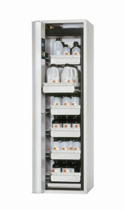 [EN]: Saftey cabinet PHOENIX Typ 90 600 x 615 x 1968 mm (WxDxH), folding door grey RAL 7035, incl. 6 pull-out drawers