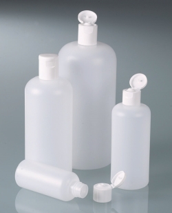 Botellas redondas, HDPE, con cierre a presi&oacute;n, PP
