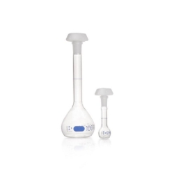 Volumetric flask DURAN&reg;, class A, blue graduated, incl. individual certificate