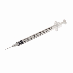 Disposable syringes, 3-piece, PP, sterile, 1 ml, with welded-in needle